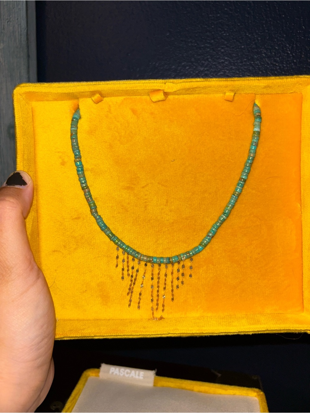 Pascale Monvoisin Turquoise Beaded gold Fringe Necklace
